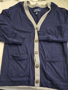 Polo by Ralph Lauren Navy Cardigan with Gray Trim